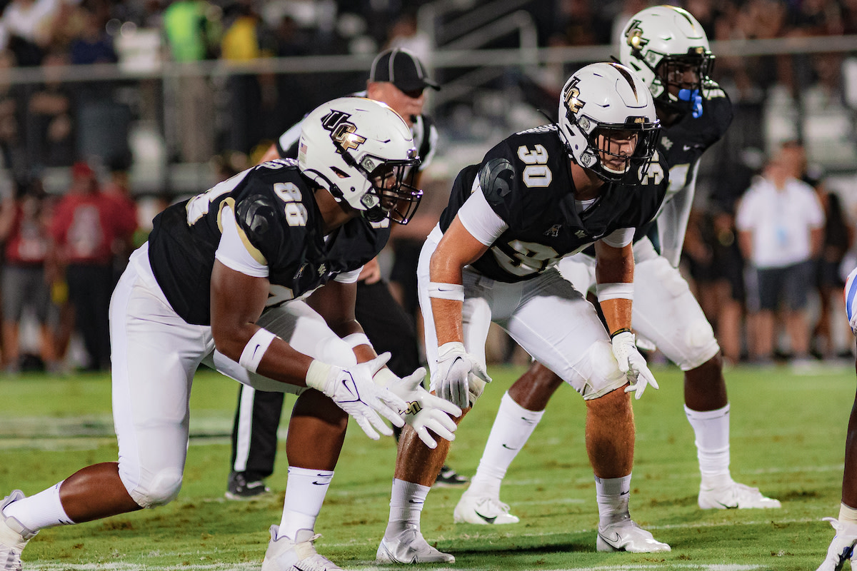 Josh Celiscar (#88) registered UCF's first sack of the season against Louisville